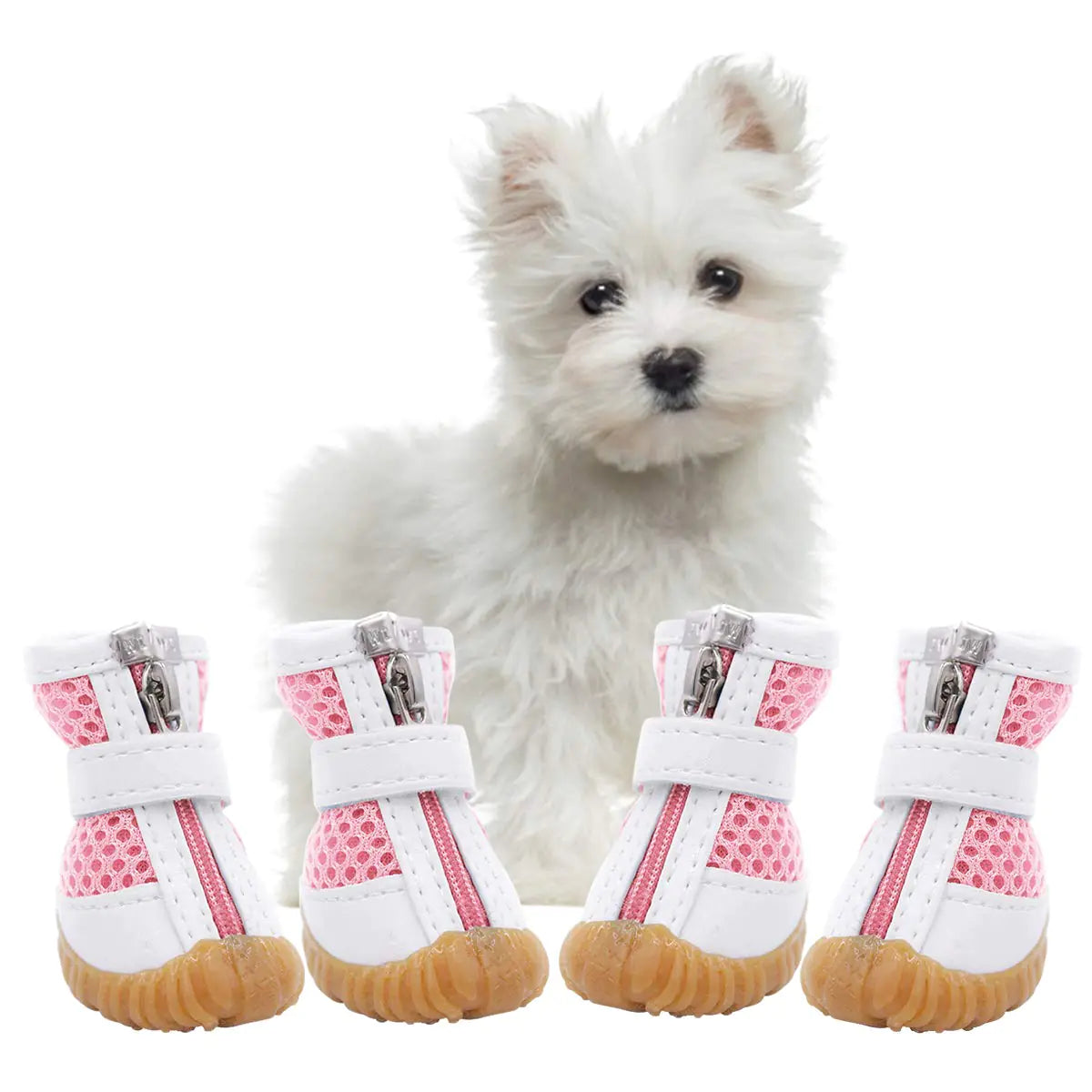 AOFITEE Mesh Dog Shoes Dog Boots Breathable Dog Shoes for Small Dogs Waterproof Puppy Booties Sandals with Anti-Slip Sole and Zipper Dog Shoes for Hot Pavement Durable Pet Paw Protector
