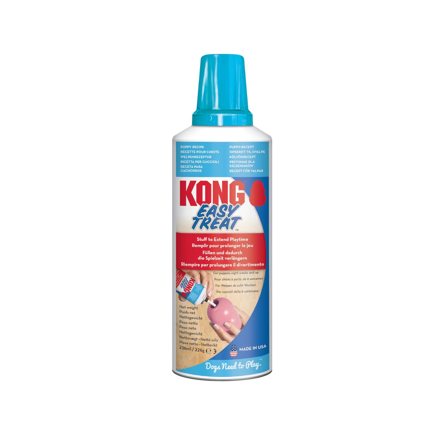 KONG Puppy Easy Treat - Easy-to-Use Pet Treat for Dog Toys - Puppy Supplies to Extend Playtime - Dog Snack Aids Weight Management - Long-Lasting Snack with Mess-Free Nozzle - Puppy Recipe