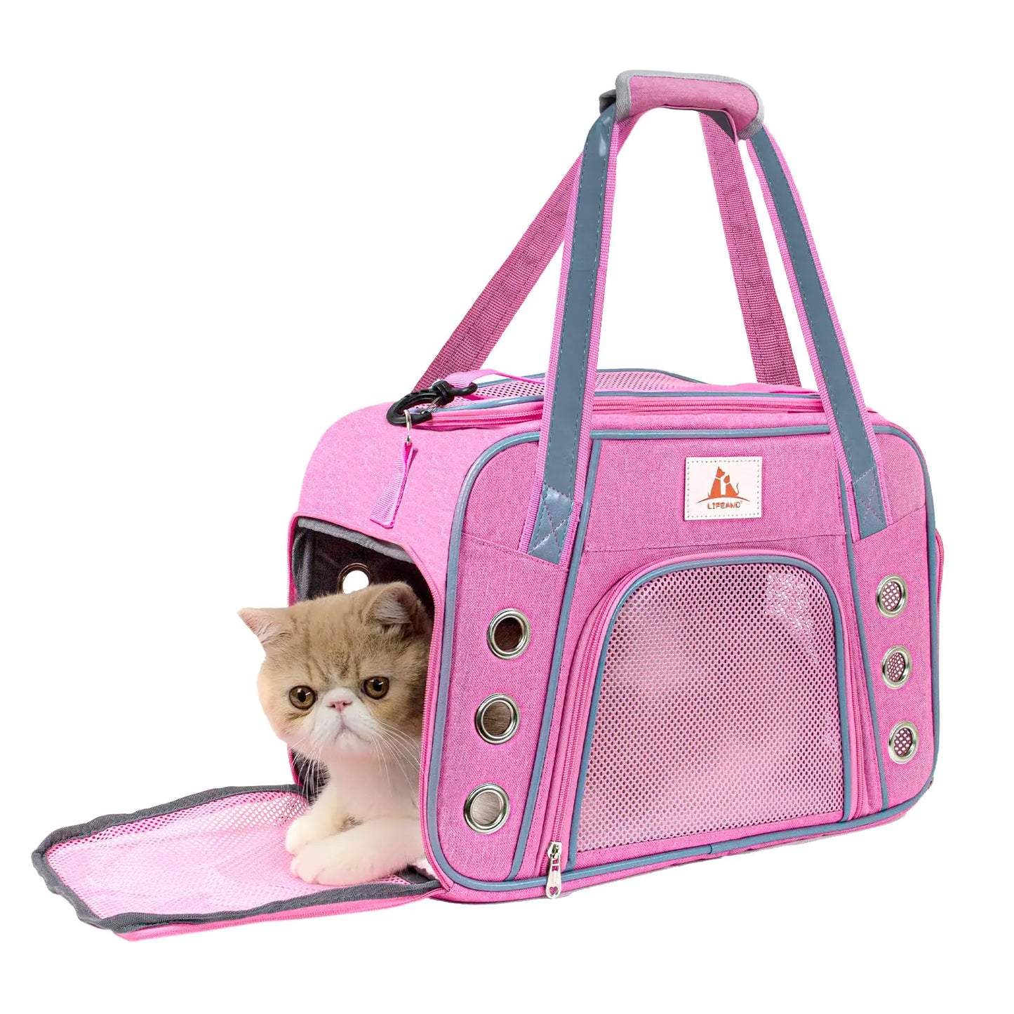 Lifeand Pet Carrier for Large and Medium Cats under 18lb Airline Approved Soft-Sided Cat Carrier for Medium Cats and Puppy Collapsible Dog Carriers Cat Carriers Pet Privacy Protection Travel Carrier