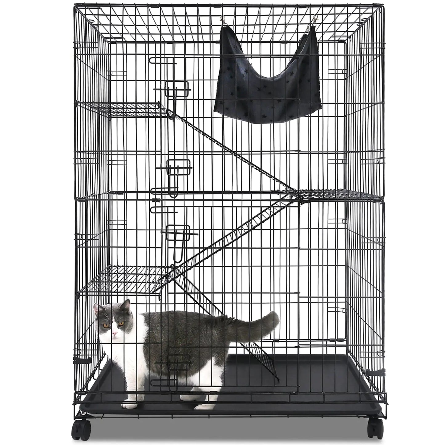 Large 4-Tier  Indoor Collapsible Metal Wire Crate