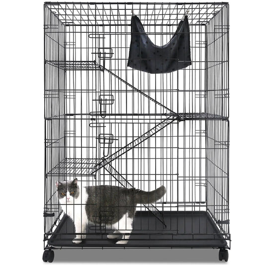 Large 4-Tier  Indoor Collapsible Metal Wire Crate