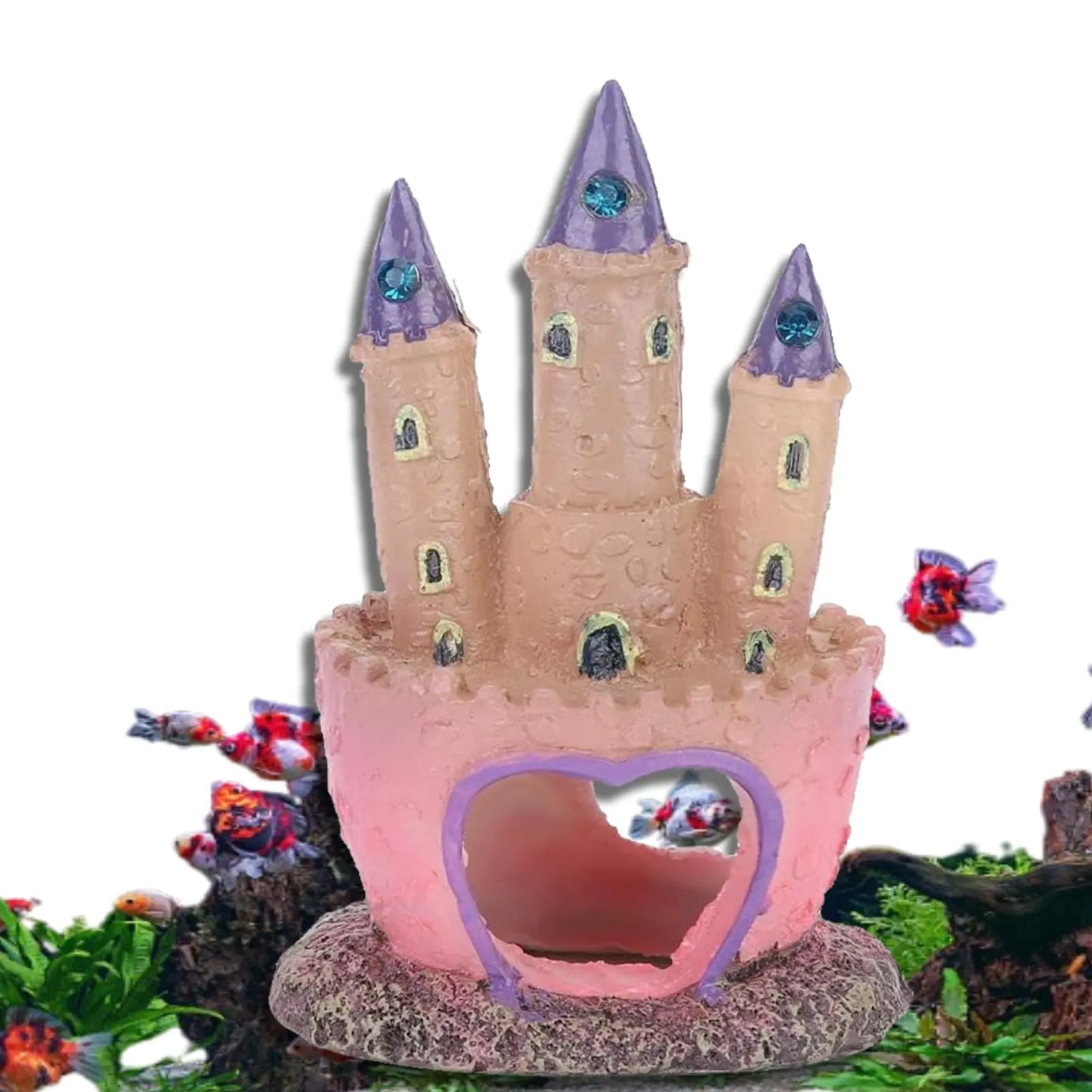 Castle Aquarium Decoration for Freshwater and Saltwater Fish Tanks Ornament Aquarium Decorations PINK Aquarium Resin Castle Decoration Fish Tank Castle Cave Hideouts House Plants Supplies Accessories